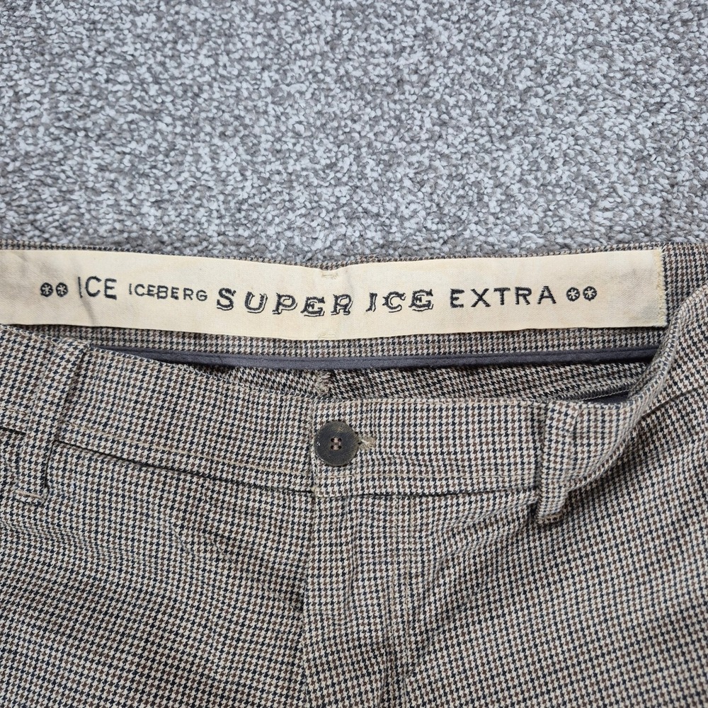 Ice Iceberg Gilmar Jogger Pants Mens 34 Brown Houndstooth Made in Italy - Picture 8 of 13